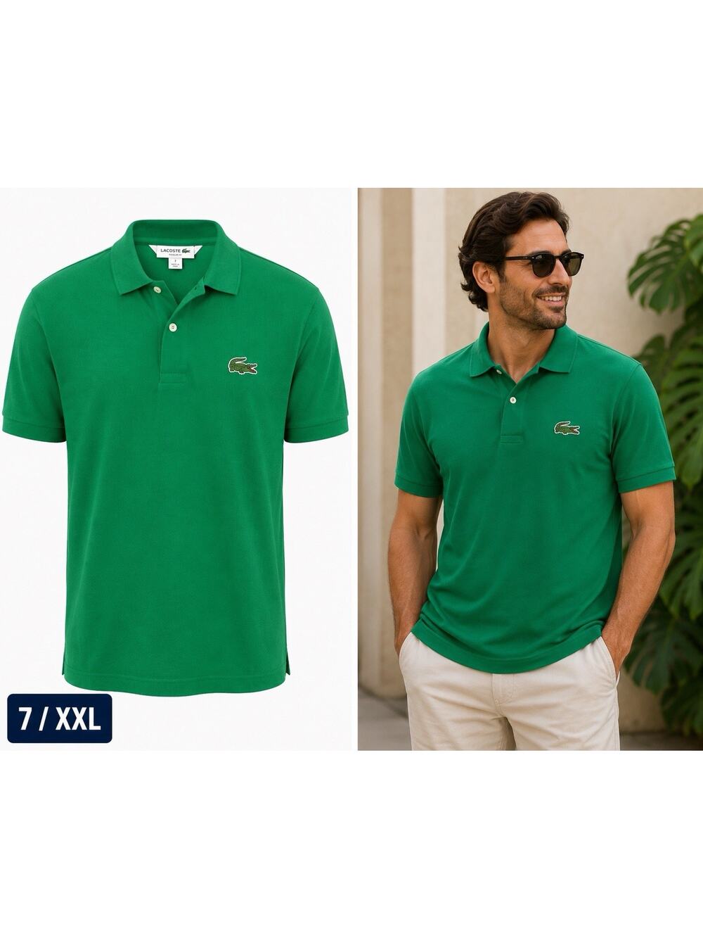 Lacoste BIG CROC Polo Shirt Mens Size 7 Green Crocodile Preppy XXL Tennis Golf